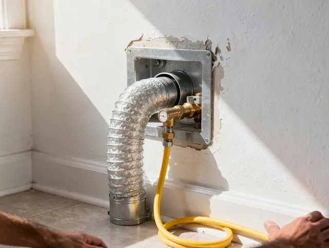 Willoughby Dryer Vent Cleaning certified technician performing specialized gas dryer vent cleaning in Willoughby